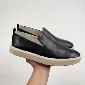 Franco Sarto Prato Black Leather Platform Slip On Sneakers